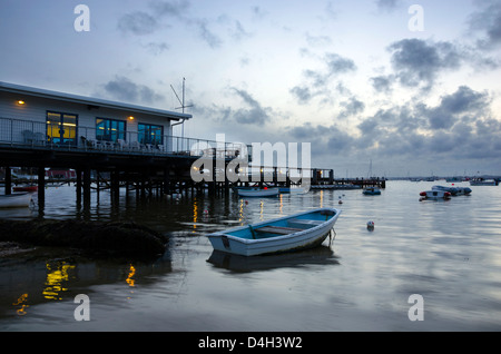 Boats at Sandbanks in Poole Harbour on the Dorset coast Stock Photo