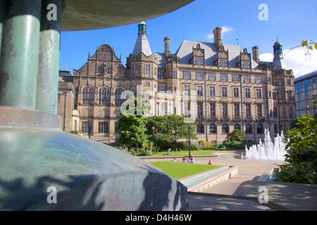 Town Hall and Peace Gardens, Sheffield, South Yorkshire, Yorkshire, England, UK Stock Photo