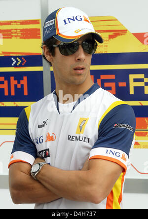 Brazilian Formula One test driver Lucas di Grassi of Renault is pictured in the paddock at the Interlagos racetrack near Sao Paulo, Brazil, 30 October 2008. The Brazilian Formula One Grand Prix will be held on 02 November 2008. Photo: ROLAND WEIHRAUCH Stock Photo