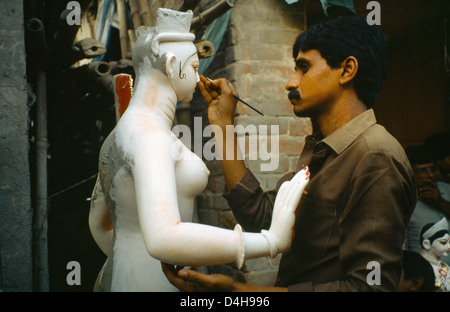 kolkata bengal India Artisans District Painting Face - Goddess Of Education Stock Photo