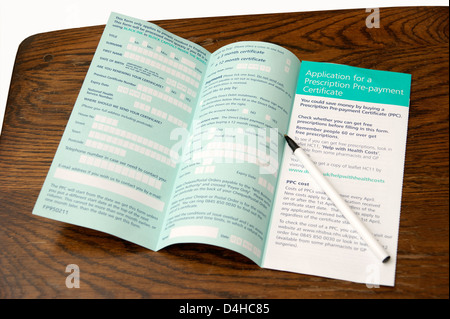 NHS pre-payment prescription charge card with a prescription in the ...