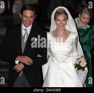 Archduchess Marie Christine of Austria (R) and Count Rodolphe of Limburg Stirum captured during their civil wedding at the City Hall in Mechelen, Belgium, 06 December 2008. Photo: Patrick van Katwijk Stock Photo