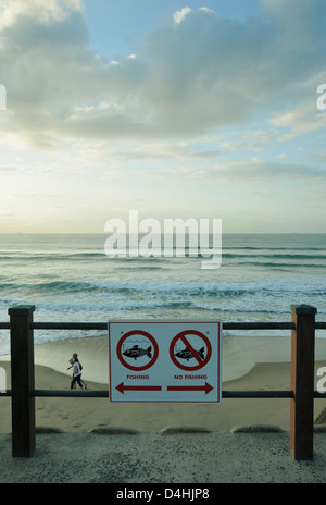 Control of fishermen behaviour on public beach No fishing allowed Umhlanga Rocks KwaZulu-Natal South Africa Everyday Landscapes Stock Photo