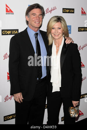 Actress Olivia Newton-John and her husband, writer John Easterling, arriving at the G?Day USA - Australia Week 2009 Black Tie Gala at Hotel Renaissance in Los Angeles, January 18, 2009. Australia Week?s signature event, the Black Tie Gala, is a red carpet event that honors high profile individuals for significant contributions in their respective industries and for excellence in pr Stock Photo