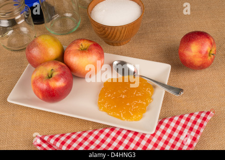 Apple marmalade and its ingredients Stock Photo