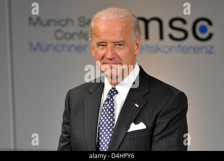 US Vice President Joseph Biden speaks at the 45th Munich Security Conference in Munich, Germany, 07 February 2009. The 45th Munich Security Conference takes place in the Bavarian capital from 06 to 08 February 2009 and is considered one of the internationally most important meetings of politicians and experts. The forum with more than 300 participants from all around the world does Stock Photo