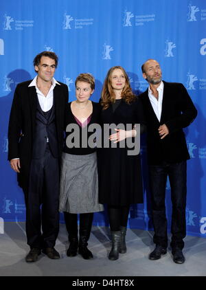 German actor Sebastian Blomberg (L-R), Romanian actress Anamaria Marinca, French actress Julie Delphy and German producer Andro Steinborn pictured at the photocall for their film ?The Countess? at the 59th Berlin International Film Festival in Berlin, Germany, 09 February 2009. The film runs in the ?Panorama Special? section, a total of 18 films compete for the Silver and Golden Be Stock Photo