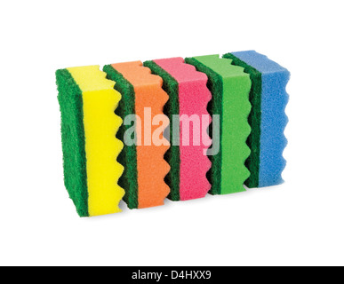 Sponges for cleaning, isolated on white background Stock Photo