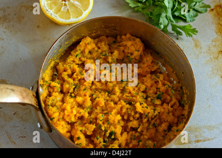 Mashed pumpkin with coriander and lemon Stock Photo