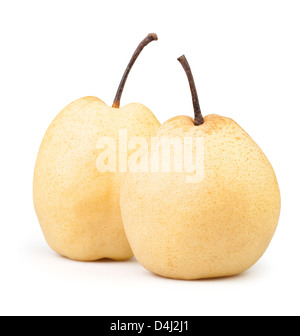 pears nashi two on white background Stock Photo