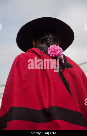 Woman gaucho on horses in traditional costumes in Salta, Argentina ...