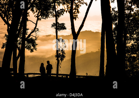 silhouette couple Stock Photo