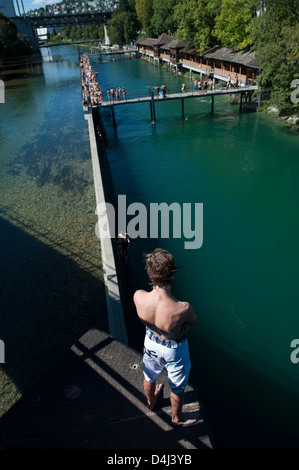 Zurich, Switzerland, the Flussbad Unterer Letten in the Limmat Stock Photo