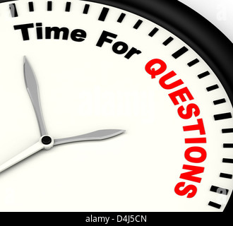 Time For Questions Message Showing Answers Needed Stock Photo