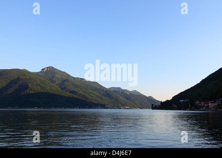 night lugano lake landscape Stock Photo