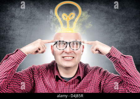 Bald man have the idea Stock Photo