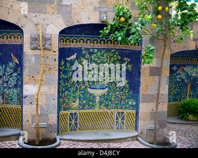 Modern Mosaics on wall in Sorrento Campania Italy Stock Photo