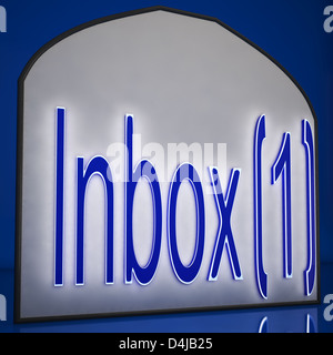 Inbox One Sign Shows New Messages Or Unread Mails Stock Photo