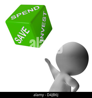 Spend Invest Or Save Dice Shows Budget Finance And Income Stock Photo