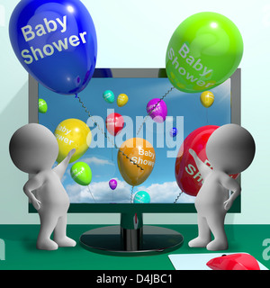 Baby Shower Balloons From Computer Show Birth Party Invitation Stock Photo