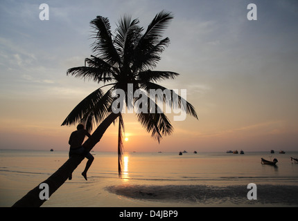 Sunset at Sairee Beach, Koh Tao, Thailand Stock Photo