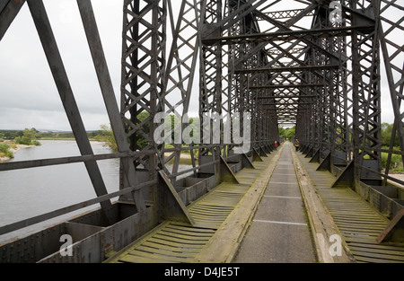 Spey Bay, Great Britain, the former railway bridge serves as cycling and walking Stock Photo
