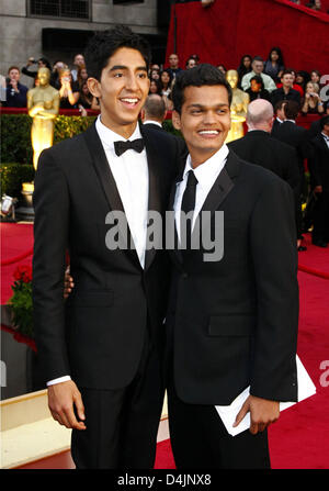 British actors Dev Patel (L) and Madhur Mittal arrive on the red carpet for the 81st Academy Awards at the Kodak Theatre in Hollywood, California, USA, 22 February 2009. Their film ?Slumdog Millionaire? won the Oscar as best motion picture. The Academy Awards, popularly known as the Oscars, honour excellence in cinema. Photo: Hubert Boesl Stock Photo