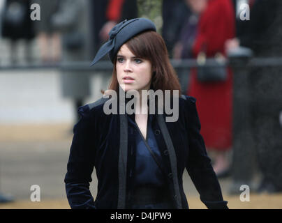 British Princess Eugenie attends the unveiling of the Queen Mother Memorial along the Mall in London, Great Britain, 24 February 2009. Three generations of the Royal family gathered for the ceremony, including Princes William and Harry. Sculptor Philip Jackson created the monument in remembrance of Queen Mother, who died in 2002 aged 101. Photo: Patrick van Katwijk Stock Photo