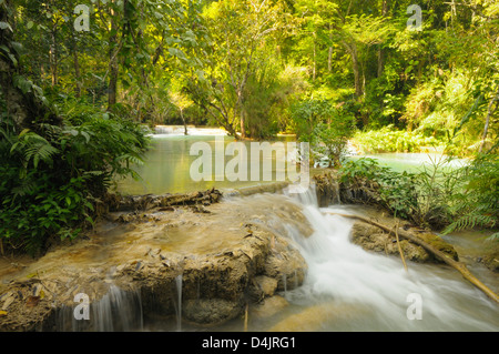 Tat Guangxi waterfall, Luang Prabang, Laos. Stock Photo