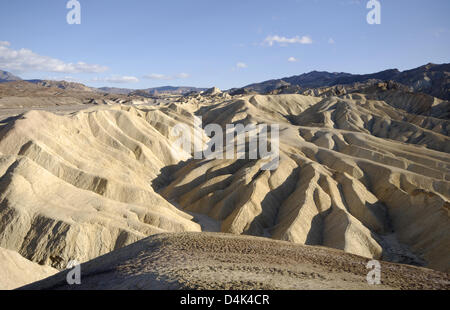 (file) - The file picture dated 28 January 2008 shows the clay hills of Zabriskie Point at Death Valley National Park, USA. Zabriskie Point became famous after the same-named film by Italian director Antonioni. Photo: Thomas Muncke Stock Photo