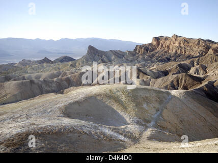 (file) - The file picture dated 28 January 2008 shows the clay hills of Zabriskie Point at Death Valley National Park, USA. Zabriskie Point became famous after the same-named film by Italian director Antonioni. Photo: Thomas Muncke Stock Photo