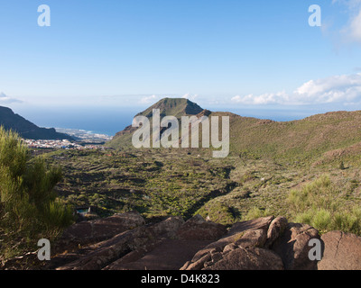 View of west coast of Tenerife from a hike along the Camino Real between Santiago del Teide and Los Gigantes Stock Photo