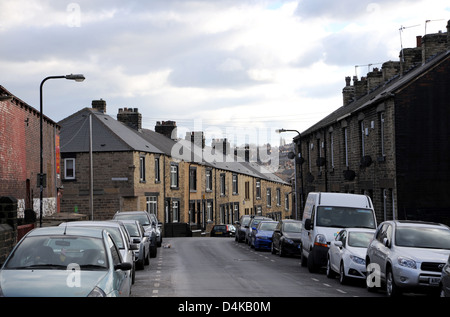 Typical terraced houses street in Barnsley town centre Yorkshire UK Stock Photo