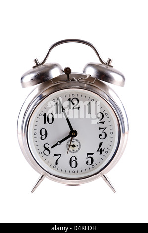 Old alarm clock isolated on a white background Stock Photo