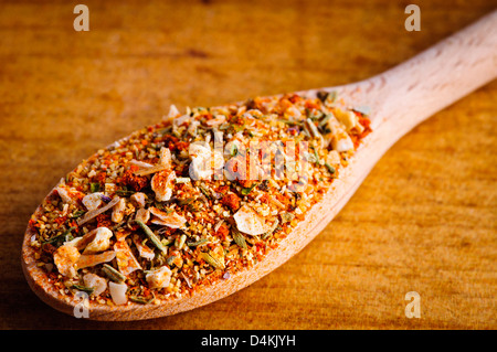 Cooking condiments in wooden spoon Stock Photo