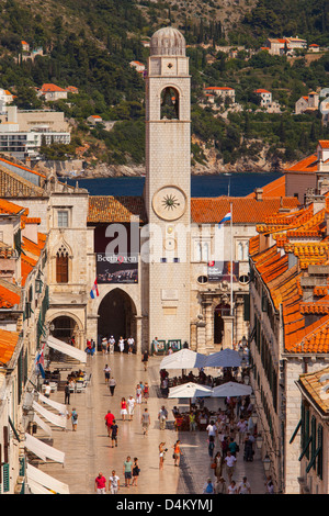 View down the marble-paved Stadium Street in old town Dubrovnik, Croatia Stock Photo