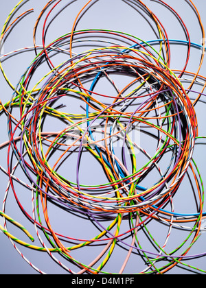 Colorful cables used in electrical and computer communications Stock Photo