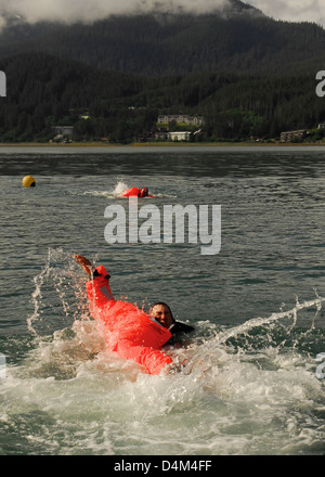 Buoy tender Olympics 2011 survival swim Stock Photo