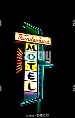 A motel sign at night in Reno, Nevada, USA Stock Photo