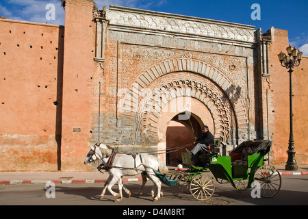 africa, morocco, marrakech, bab agnaou gate, horse-drawn carriage Stock Photo