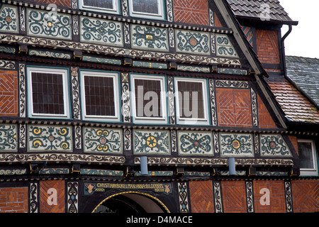 Rinteln, Germany, half-timbered house with lettering in Rinteln Stock Photo