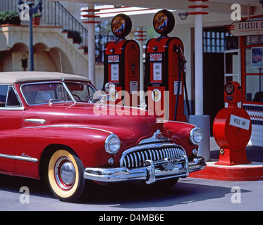 1950's gas station, MGM Studios, Walt Disney World, Orlando, Florida, United States of America Stock Photo