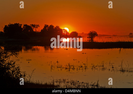 Sunset over Chobe River, Chobe National Park, Botswana Stock Photo