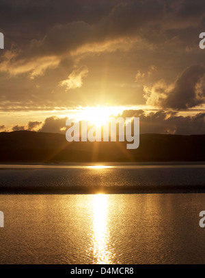 Golden Sun Burst Dawn Stock Photo