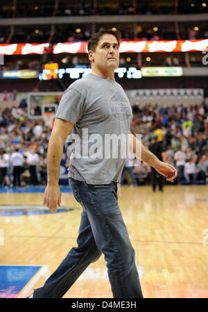 Mar 15, 2013: Dallas Mavericks owner Mark Cuban during an NBA game between the Cleveland Cavaliers and the Dallas Mavericks at the American Airlines Center in Dallas, TX Dallas defeated Cleveland 96-86 Stock Photo