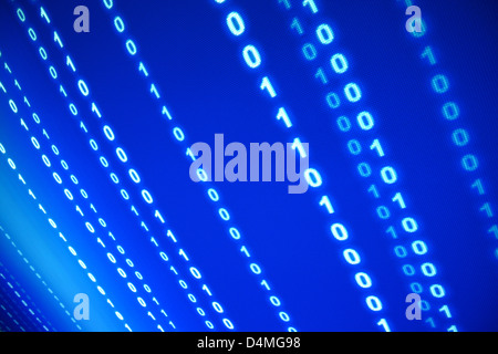 blue data space one zero blured in motion Stock Photo