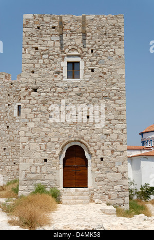 Greece. Samos. Pythagoreio. The tower of the Byzantine castle Kastro, which served the Struggle for independence. Stock Photo