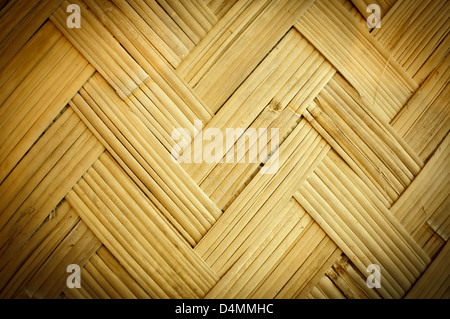 The detail of bamboo weaving pattern background. Stock Photo