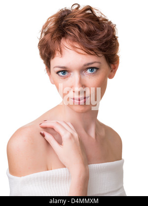 Portrait of an attractive young woman. Isolation on white. Stock Photo
