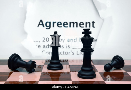 Agreement text on white paper hole Stock Photo